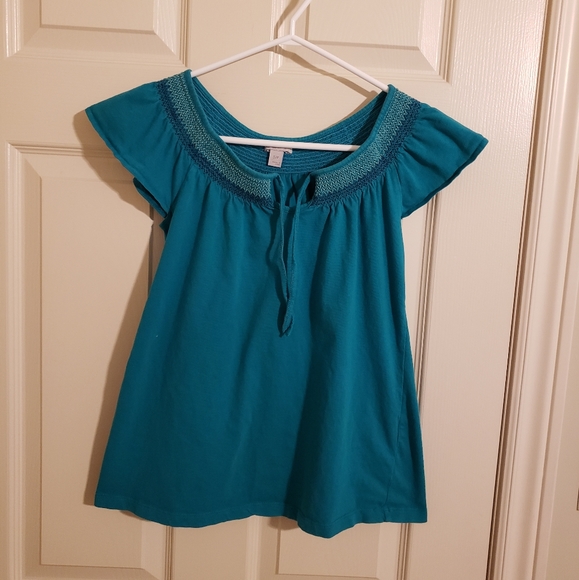 2/$20 Old Navy Flutter Sleeve Tshirt Teal Size Small - Picture 1 of 11